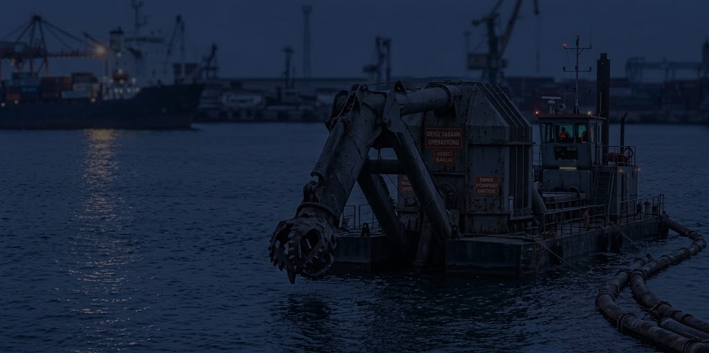 Deniz tarama gemisinin kesici başlığı, saha çalışması